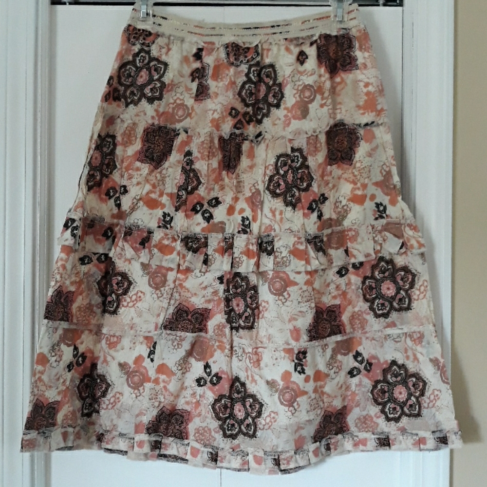 Floral and Sparkly Midi Skirt
